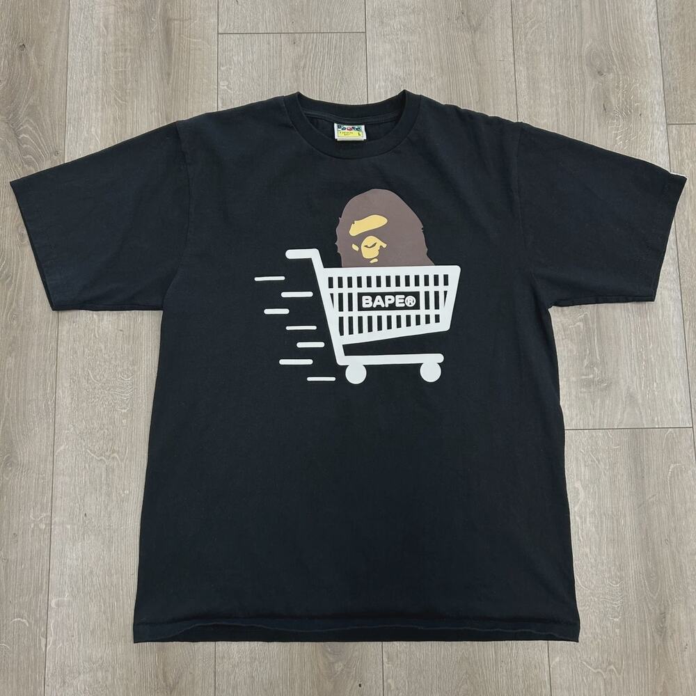 Bape Shopping Cart Tee T Shirt Black Sz Large L SF